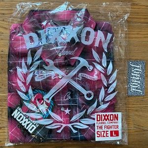 NEW WOMENS DIXXON FLANNEL COMPANY FIGHTER PINK LADIES BUTTON SHIRT RARE NWT SZ L